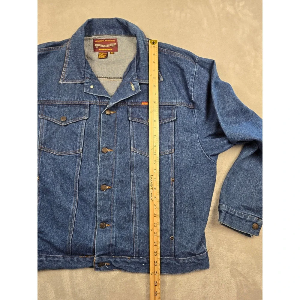 Vintage Rustler Denim Jacket Men XL Blue Trucker Coat Heavy Button Front